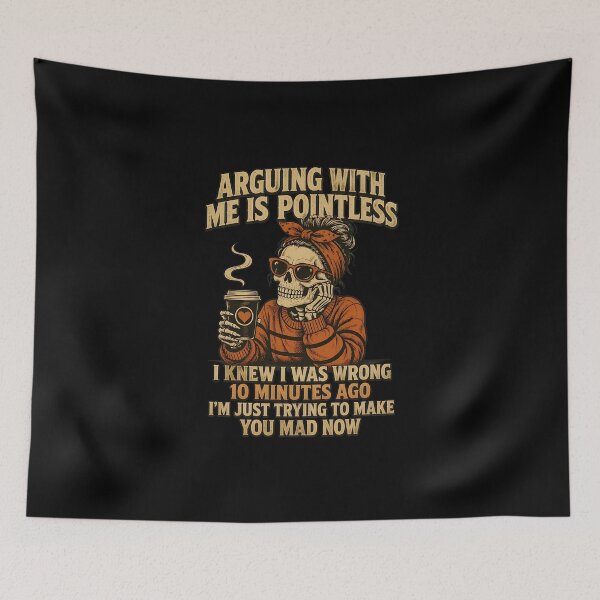 Item preview, Funny Skeleton Coffee Mug Arguing Pointless I Knew I Was Wrong designed and sold by PaletteArc.