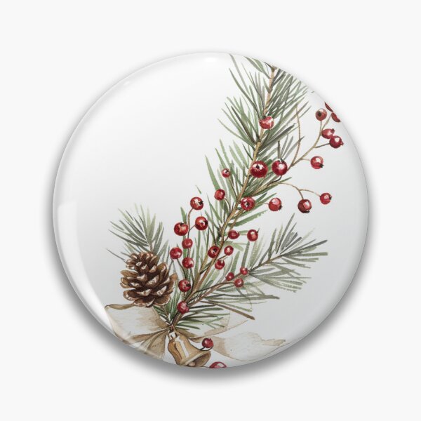 Artikelvorschau, Weihnachtskunst mit Kiefern- und Winterbeerenzweigen entworfen und verkauft von DreamelleStudio.