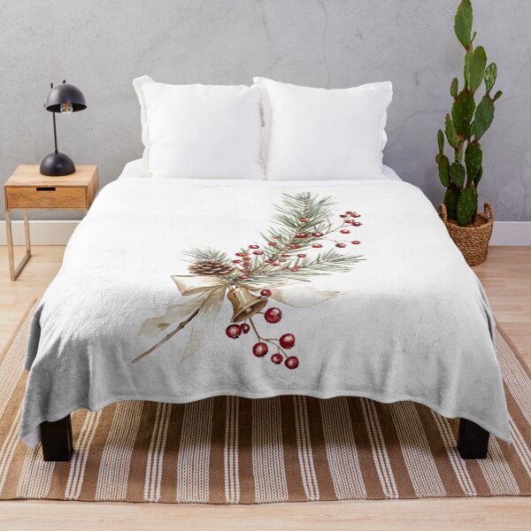 Item preview, Pine and Winterberry Sprig Christmas Art designed and sold by DreamelleStudio.