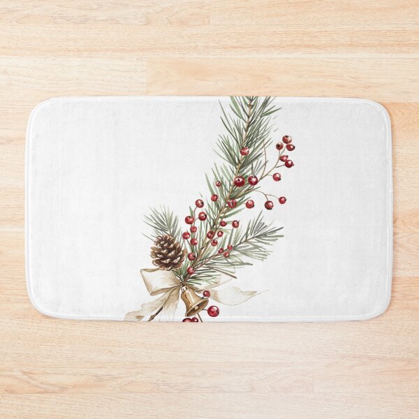 Item preview, Pine and Winterberry Sprig Christmas Art designed and sold by DreamelleStudio.