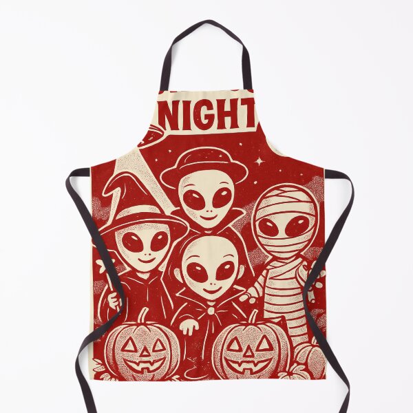 Item preview, Spooktacular Night – Cute Retro Halloween Aliens in Costume with UFO, Moon and Pumpkins Vintage Sci-Fi designed and sold by FestivityFinds.