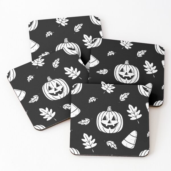 Item preview, Black Halloween Pattern With Pumpkins and Candy Corn designed and sold by MZS Studio.