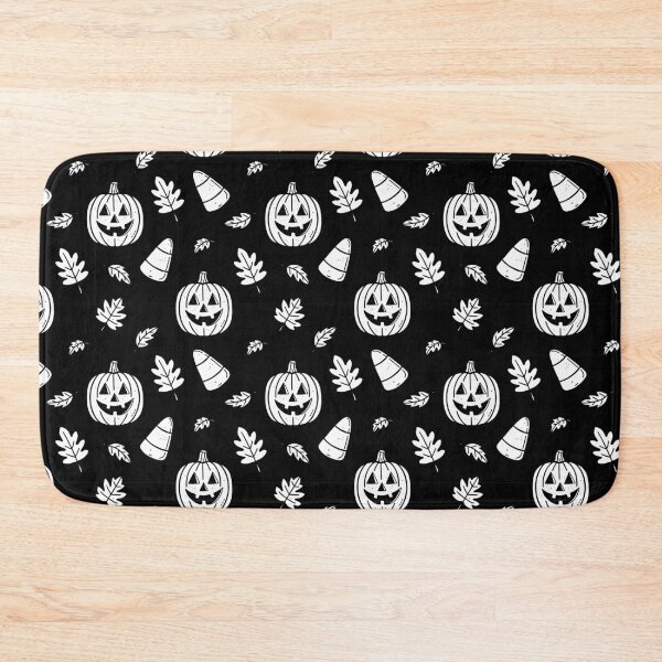 Item preview, Black Halloween Pattern With Pumpkins and Candy Corn designed and sold by MZS Studio.