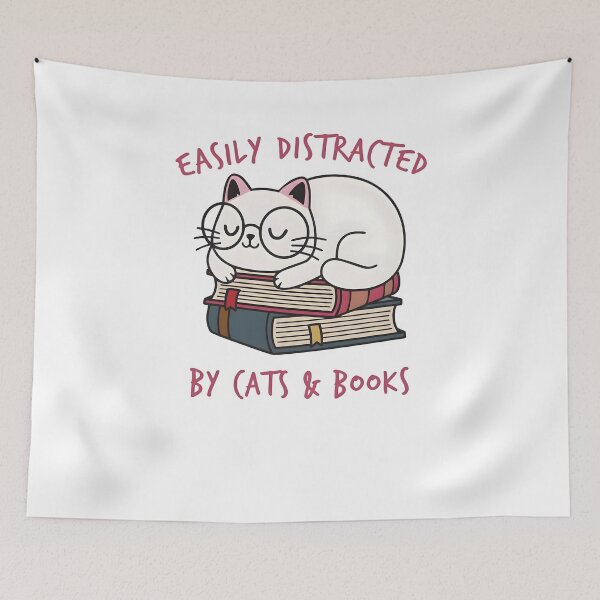 Item preview, Easily Distracted by Cats and Books Shirt designed and sold by fimacurtuse.