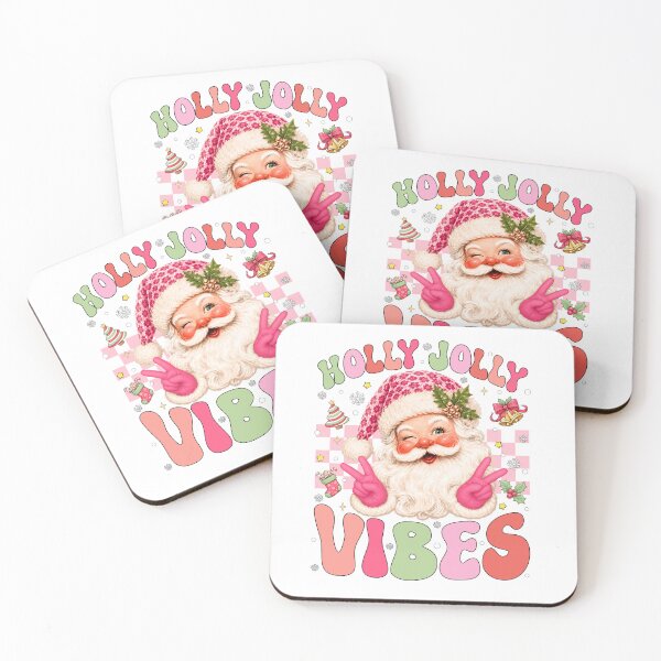 Item preview, Holly Jolly Vibes Pink Santa Retro Christmas designed and sold by varin-studio.