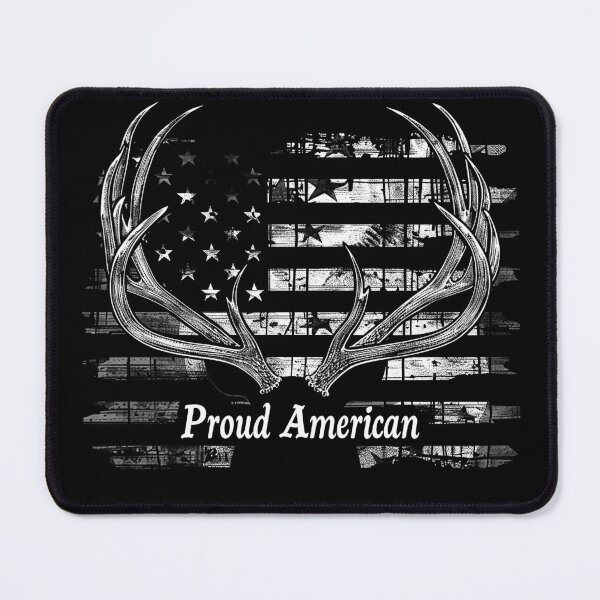 Item preview, Proud American Deer Antlers Patriotic Hunting Flag Black and White Art designed and sold by inkoutninja.