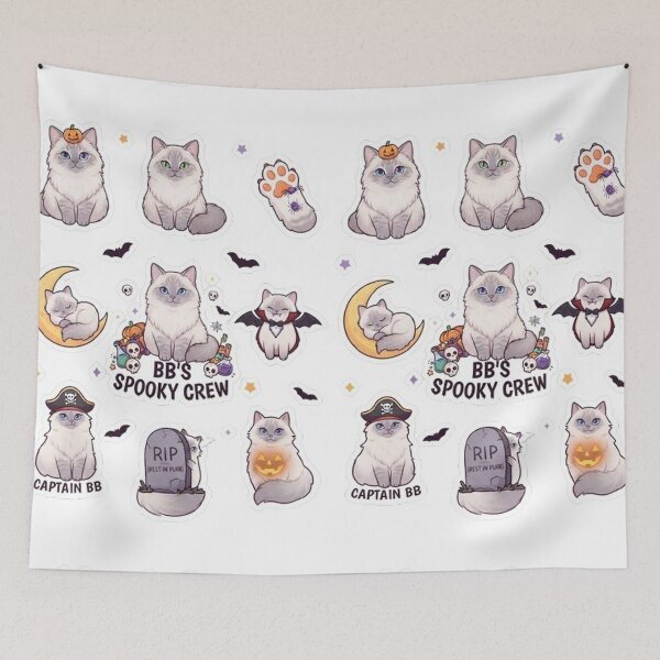 Item preview, BB's Halloween Fusion Cute Ragdoll Cat Spooky Season Sticker designed and sold by PetalsPaws.