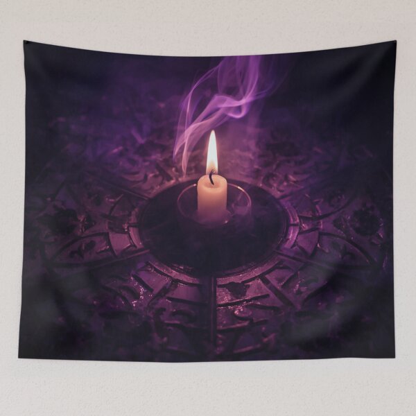 Item preview, Gothic Purple Candle Smoke Occult Carved Stone Altar designed and sold by Uniquely Yours.