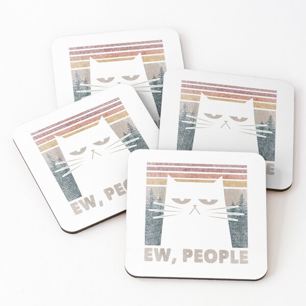 Item preview, Vintage Ew People Black Cat Funny Anti Social Introvert T-Shirt designed and sold by gidget-gadget.