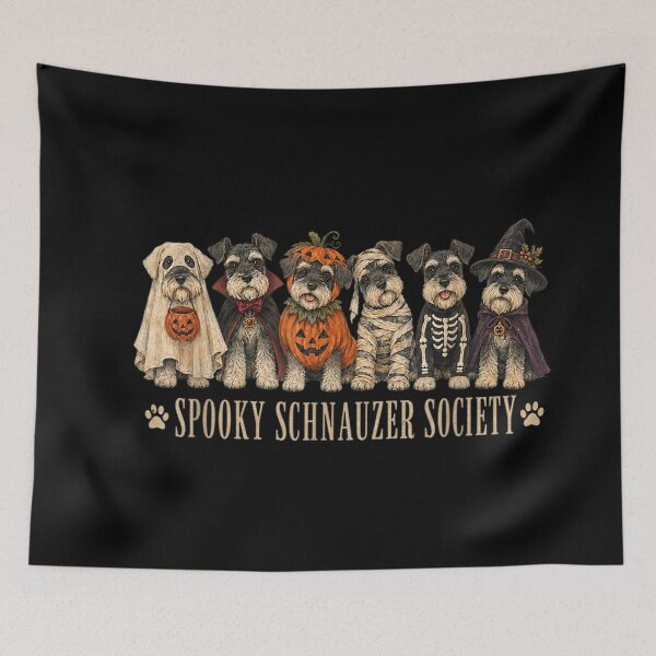 Item preview, Cute Funny Spooky Schnauzer Society Boo Skeleton Dog Ghosts designed and sold by RannaHile.