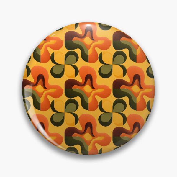 Item preview, Retro 1970s Abstract Seamless Pattern in Orange and Olive With Psychedelic Flower Shapes designed and sold by KanDa-Shop.