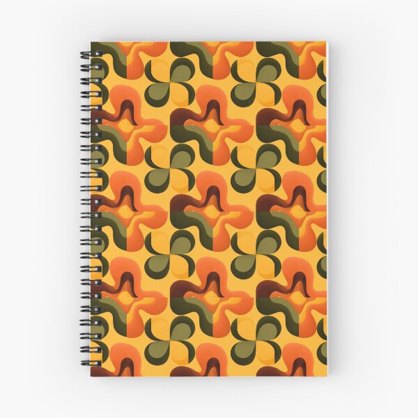 Item preview, Retro 1970s Abstract Seamless Pattern in Orange and Olive With Psychedelic Flower Shapes designed and sold by KanDa-Shop.