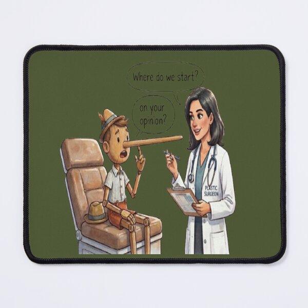 Item preview, Pinocchio in Therapy Funny Parody Cartoon Art Print designed and sold by AfresStudio.