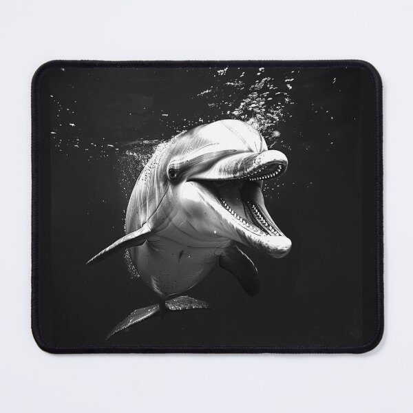 Item preview, Dolphin Underwater Ocean Wildlife Black and White Marine Art Design designed and sold by inkoutninja.