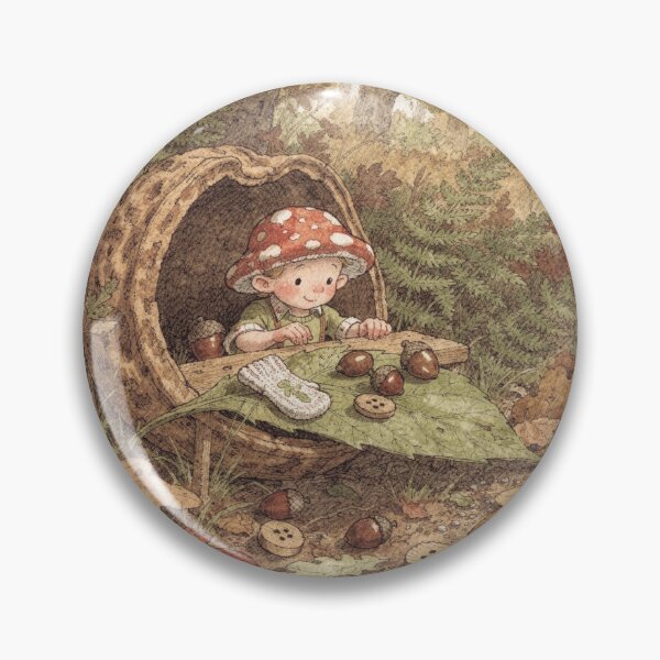 Item preview, Mushroom-Cap Sprite Running a Lost-and-Found designed and sold by PictorialWhimsy.