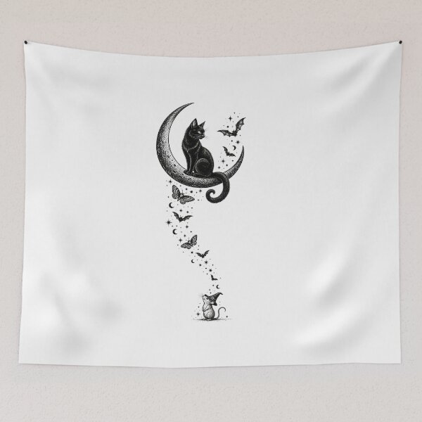 Item preview, ✨ MOONSTRUCK & MACABRE ✨ • Whimsy After Dark - BLACK CAT & THE MOON designed and sold by WheelieGdArt.