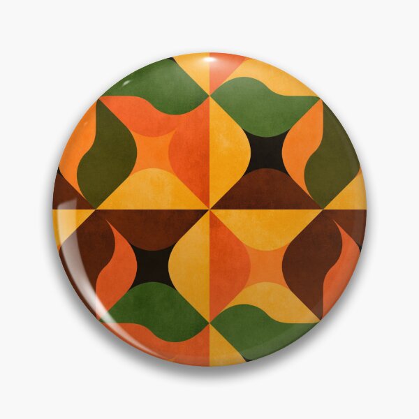 Artikelvorschau, Nahtloses, geometrisches Retro-Muster mit warmen orange-grün-braunen Fliesen im Mid-Century-Stil entworfen und verkauft von KanDa-Shop.
