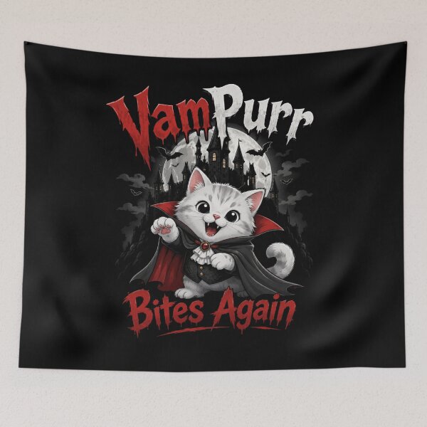 Item preview, Vampurr Bites Again Funny Cat designed and sold by TheEndDesign.