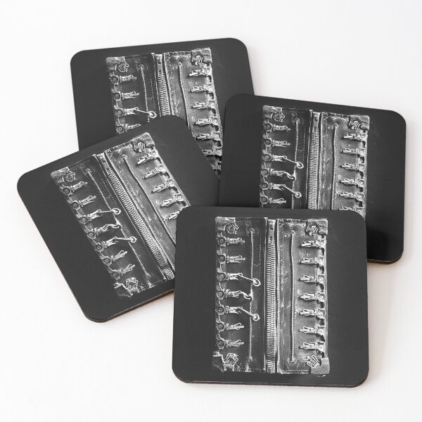 Item preview, Vintage Zipper and Hook Fasteners Industrial Black and White Mechanical Art designed and sold by inkoutninja.