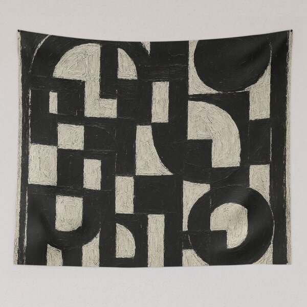 Aperçu de l'œuvre Geometric Pulse – Black & White Abstract Harmony créée et vendue par Catfcreations.