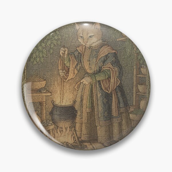Item preview, Medieval Cat Herbalist Brewing Catnip Tonic designed and sold by PictorialWhimsy.