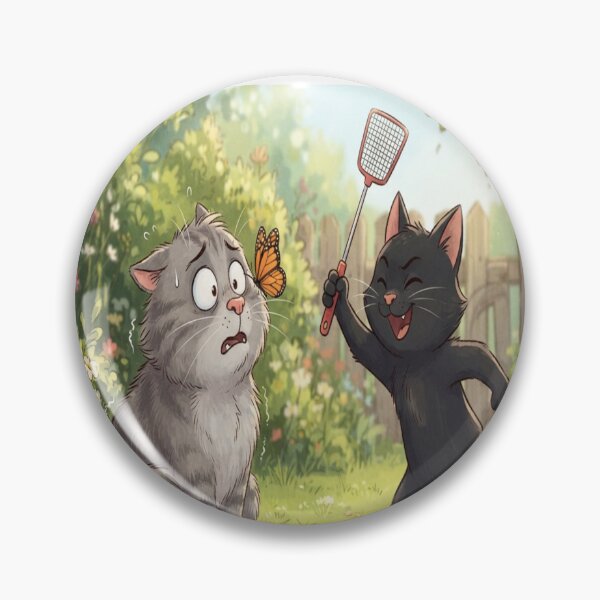 Item preview, Funny Cat Sneaking Up With Flyswatter Parody Art Print designed and sold by AfresStudio.