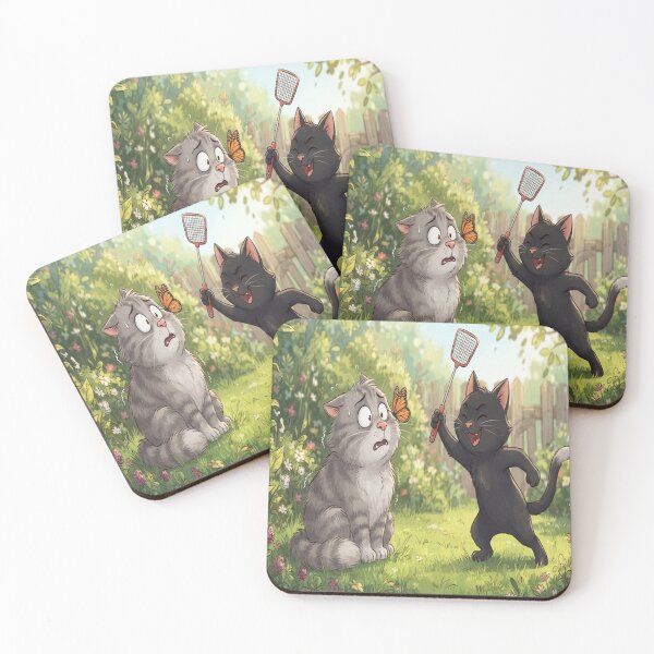 Item preview, Funny Cat Sneaking Up With Flyswatter Parody Art Print designed and sold by AfresStudio.