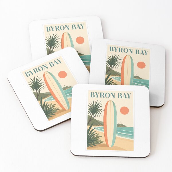 Item preview, Byron Bay Surfboard Travel Poster designed and sold by Beyond Destinations.