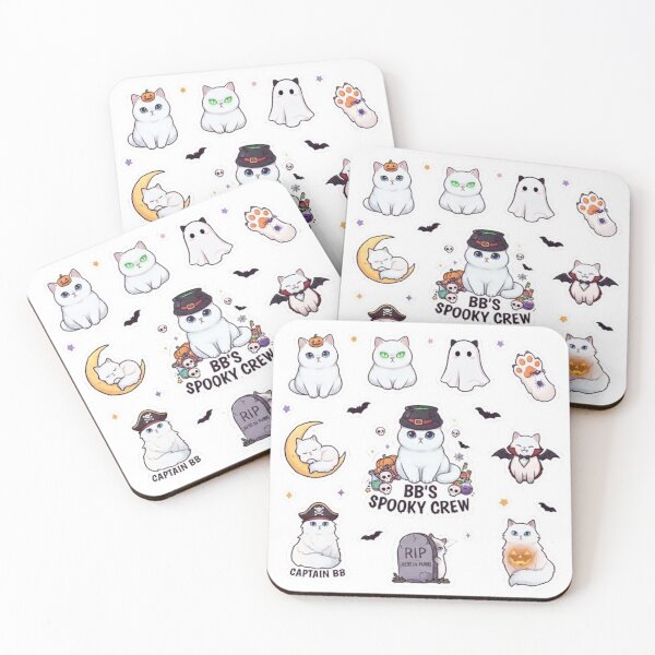 Item preview, BB's Spooky Crew Cute White Cat Halloween Spooky Season Sticker designed and sold by PetalsPaws.