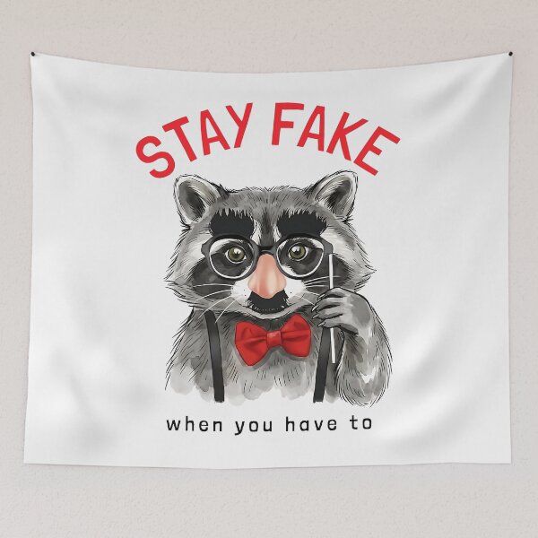 Item preview, Stay Fake - Funny Raccoon in Disguise Glasses designed and sold by artworkathome.