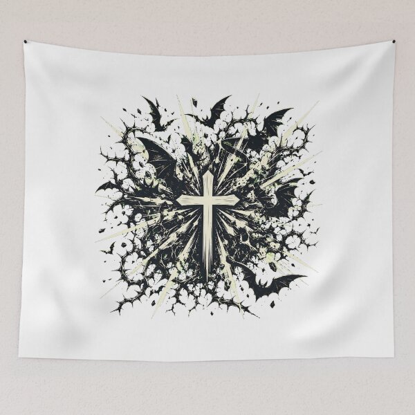 Item preview, Gothic Cross with Bats Grunge Dark Fantasy designed and sold by chattsuede.