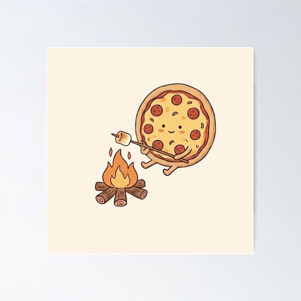 Item preview, Cute Pizza Camping Roasting Marshmallow Campfire designed and sold by Eathusiast.