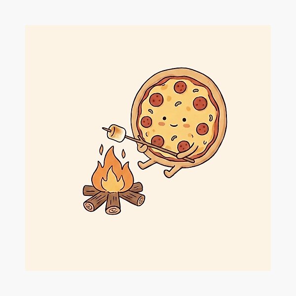 Item preview, Cute Pizza Camping Roasting Marshmallow Campfire designed and sold by Eathusiast.