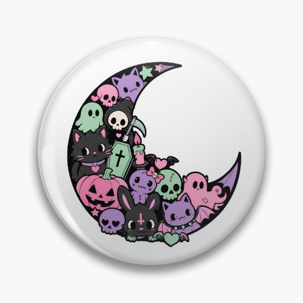 Item preview, Spooky Pastel Goth Moon Witchy Cat Skull designed and sold by chattsuede.