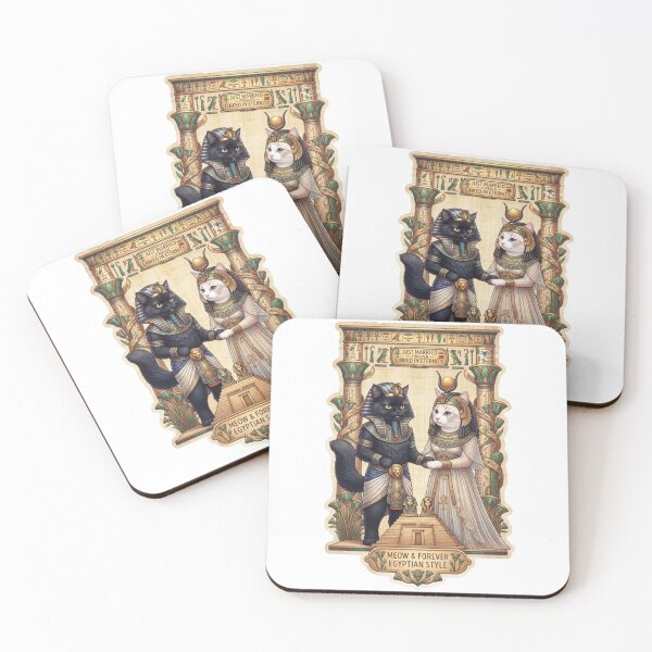 Item preview, Ancient Egyptian Cat Couple Wedding Linked in Eternity Art designed and sold by PetalsPaws.