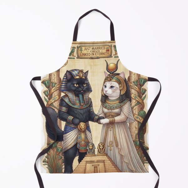 Item preview, Ancient Egyptian Cat Couple Wedding Linked in Eternity Art designed and sold by PetalsPaws.