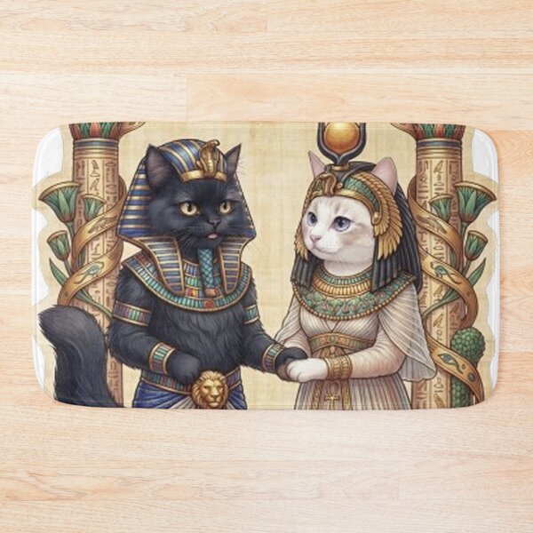 Item preview, Ancient Egyptian Cat Couple Wedding Linked in Eternity Art designed and sold by PetalsPaws.