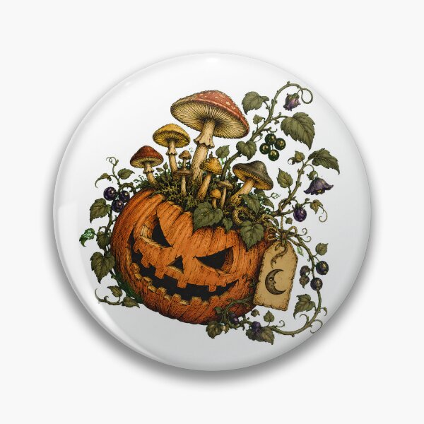 Item preview, Dark Cottagecore Pumpkin Mushroom Spooky Botanical Forest designed and sold by chattsuede.
