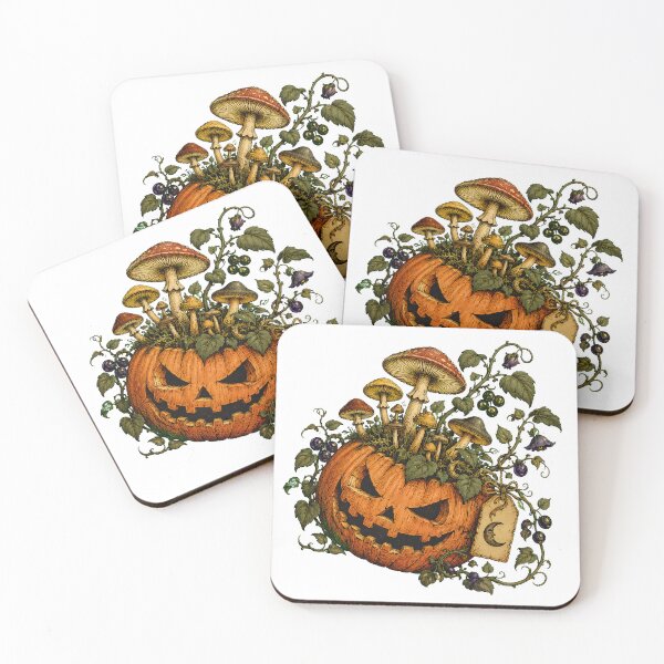 Item preview, Dark Cottagecore Pumpkin Mushroom Spooky Botanical Forest designed and sold by chattsuede.