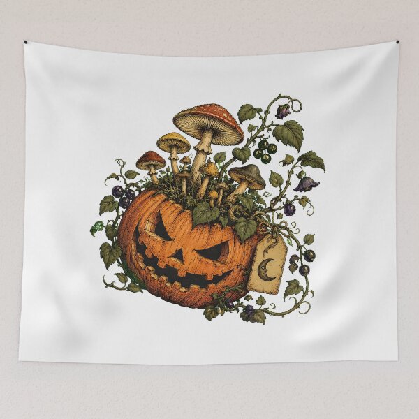 Item preview, Dark Cottagecore Pumpkin Mushroom Spooky Botanical Forest designed and sold by chattsuede.