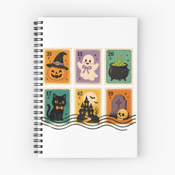 Item preview, Spooky Halloween Postage Stamps Autumn Ghost Cat designed and sold by chattsuede.
