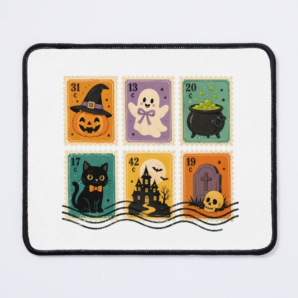 Item preview, Spooky Halloween Postage Stamps Autumn Ghost Cat designed and sold by chattsuede.