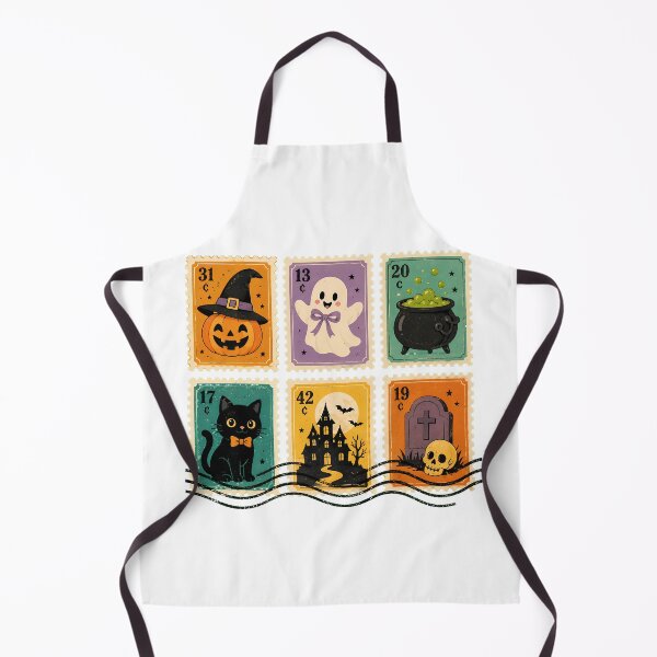 Item preview, Spooky Halloween Postage Stamps Autumn Ghost Cat designed and sold by chattsuede.