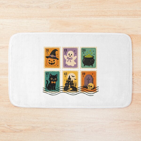 Item preview, Spooky Halloween Postage Stamps Autumn Ghost Cat designed and sold by chattsuede.