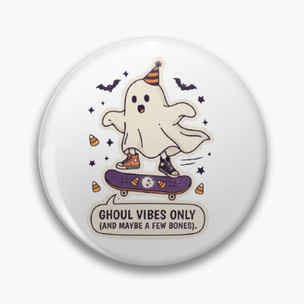 Item preview, "Ghoul Vibes Only" Funny Halloween Ghost Skater Graphic Tee Design designed and sold by CreativeNest Prints.
