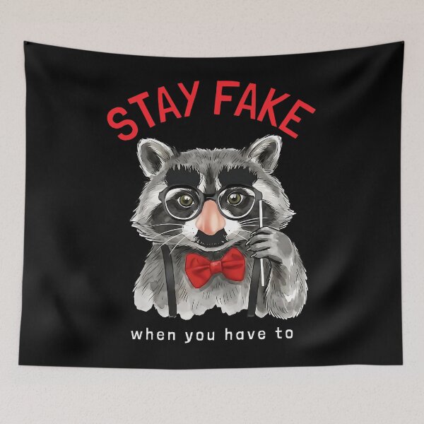 Item preview, Stay Fake - Funny Raccoon in Disguise Glasses designed and sold by artworkathome.