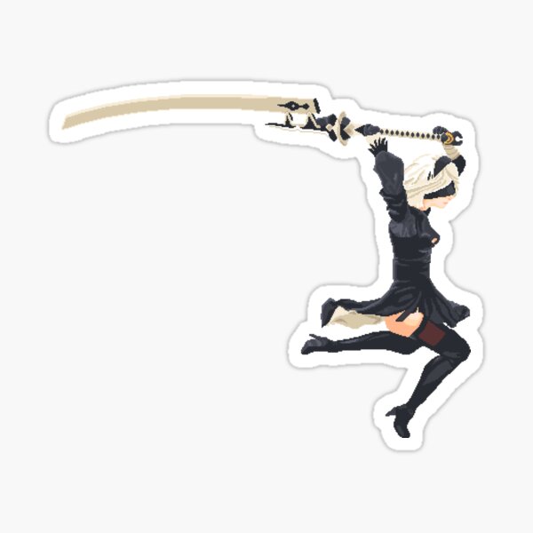 Nier Automata 2B Pixel Art Sticker