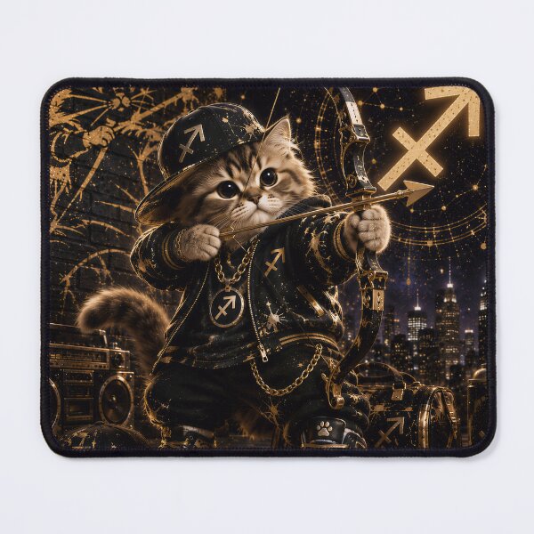 Item preview, Sagittarius Cat Zodiac Gold Hip Hop Streetwear designed and sold by Soluna Studio.