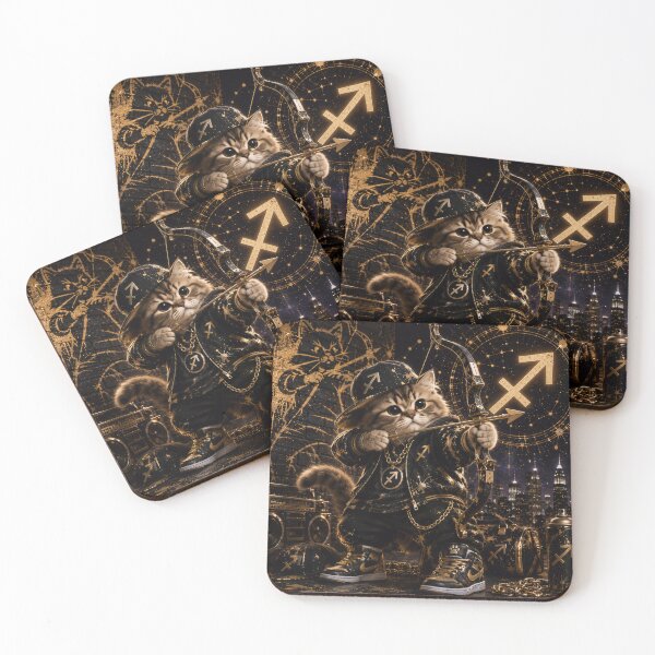 Item preview, Sagittarius Cat Zodiac Gold Hip Hop Streetwear designed and sold by Soluna Studio.