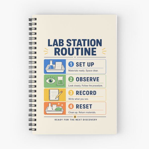 Item preview, Science Classroom Poster – Lab Station Routine for Science Teachers designed and sold by astersgraphics.
